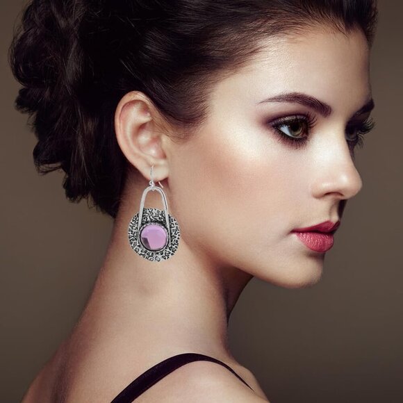 12 Pairs Vintage Geometric Druse Crystal Drop Dangle Earrings Ethnic Style Boho - Picture 2 of 7